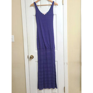 Victorias Secret Linen Blend Sleeveless Maxi Dress Blue Coastal Beach Size XS